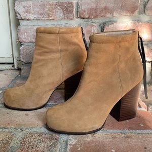 Jeffrey Campbell Rumble Tan Wood Block Booties